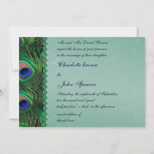 elegant turquoise peace peace ock bruiloft kaart (Achterkant)