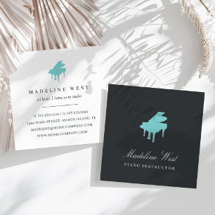 Elegant Turquoise Piano Instructor Music Teacher Vierkante Visitekaartje