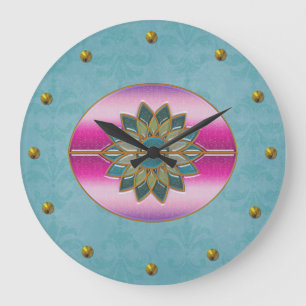 Elegant Turquoise & Pink Art Deco Wall Clock Grote Klok