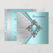 Elegant Turquoise Quinceanera Kaart (Voorkant / Achterkant)