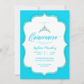 Elegant Turquoise Quinceanera Uitnodiging (Voorkant)