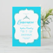 Elegant Turquoise Quinceanera Uitnodiging (Staand voorkant)