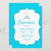 Elegant Turquoise Quinceanera Uitnodiging (Voorkant / Achterkant)