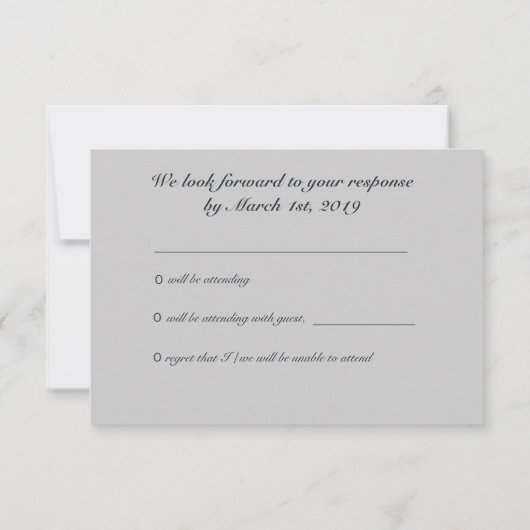 Elegant Turquoise Roos op Warm Grey RSVP (Achterkant)