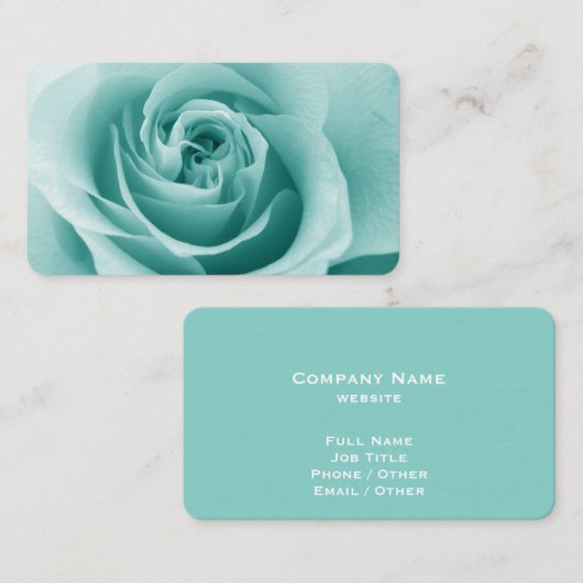 Elegant Turquoise Roos Visitekaartje (Voorkant / Achterkant)