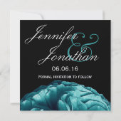 Elegant Turquoise Roos Wedding Save the Date (Achterkant)
