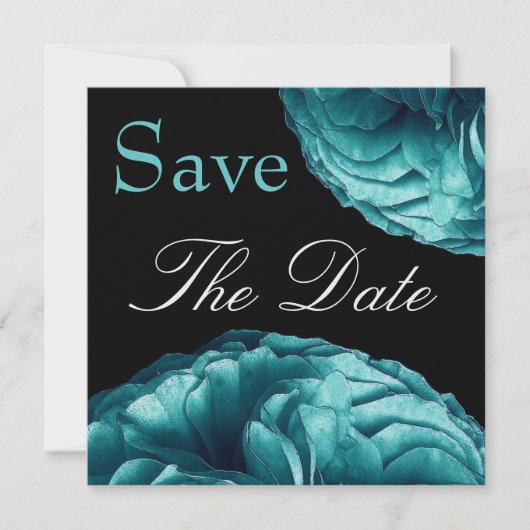 Elegant Turquoise Roos Wedding Save the Date (Voorkant)