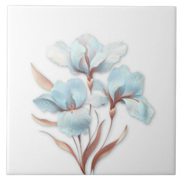 Elegant Turquoise Rose Gold Stylized Lilies Tegeltje