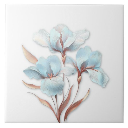 Elegant Turquoise Rose Gold Stylized Lilies Tegeltje (Voorkant)