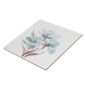 Elegant Turquoise Rose Gold Stylized Lilies Tegeltje (Zijkant)