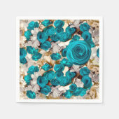 Elegant turquoise rozen op beige abstracte werpen servet (Voorkant)