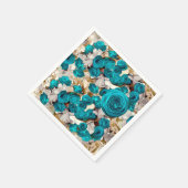 Elegant turquoise rozen op beige abstracte werpen servet (Hoek)