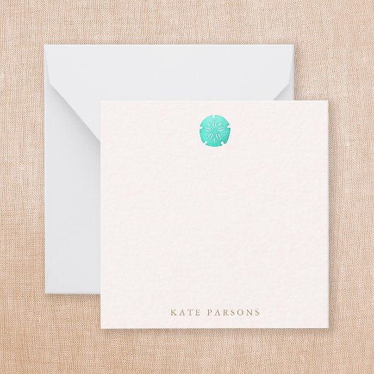 Elegant Turquoise Sand Dollar Note Kaart Notitiekaartje