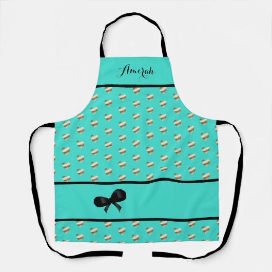 Elegant Turquoise Schort met Gold Hearts (Voorkant)