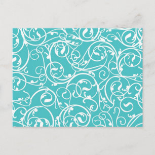 Elegant Turquoise Scroll Damask Patroon Briefkaart