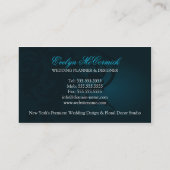 Elegant Turquoise Shimmer Flourish Visitekaartje (Achterkant)