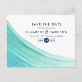 Elegant Turquoise snijdt strand sparen de Datum Aankondigingskaart (Voorkant)