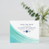 Elegant Turquoise snijdt strand sparen de Datum Aankondigingskaart (Staand voorkant)