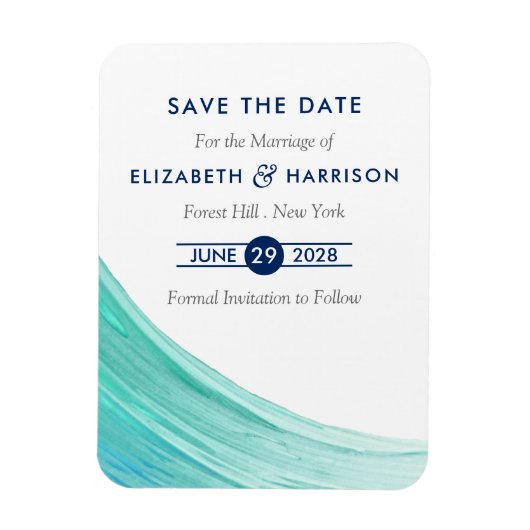 Elegant Turquoise snijdt strand sparen de Datum Magneet (Verticaal)