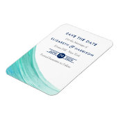 Elegant Turquoise snijdt strand sparen de Datum Magneet (Linkerzijde)