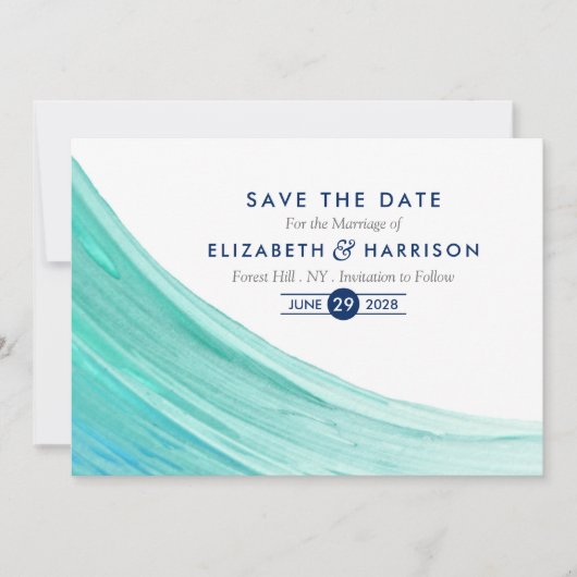 Elegant Turquoise snijdt strand sparen de Datum Save The Date (Voorkant)