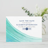 Elegant Turquoise snijdt strand sparen de Datum Save The Date (Staand voorkant)