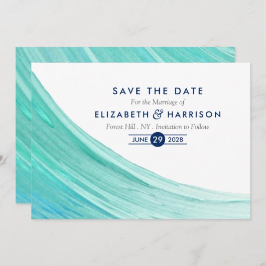 Elegant Turquoise snijdt strand sparen de Datum Save The Date (Voorkant / Achterkant)