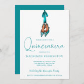 Elegant Turquoise Sparkle High Heels Quinceañera Kaart (Voorkant / Achterkant)