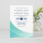 Elegant Turquoise Tides Beach bruiloft uitnodiging (Staand voorkant)