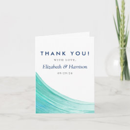 Elegant Turquoise Tides Beach Weddenschap Hartelij Bedankkaart