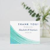 Elegant Turquoise Tides Beach Weddenschap Hartelij Briefkaart (Staand voorkant)