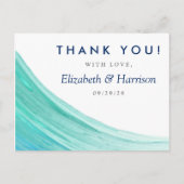 Elegant Turquoise Tides Beach Weddenschap Hartelij Briefkaart (Voorkant)