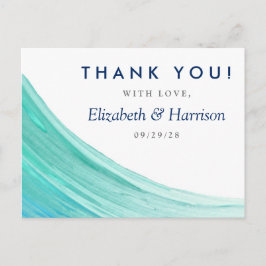 Elegant Turquoise Tides Beach Weddenschap Hartelij Briefkaart