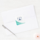 Elegant Turquoise Tides Beach Weddenschap Hartelij Vierkante Sticker (Envelop)