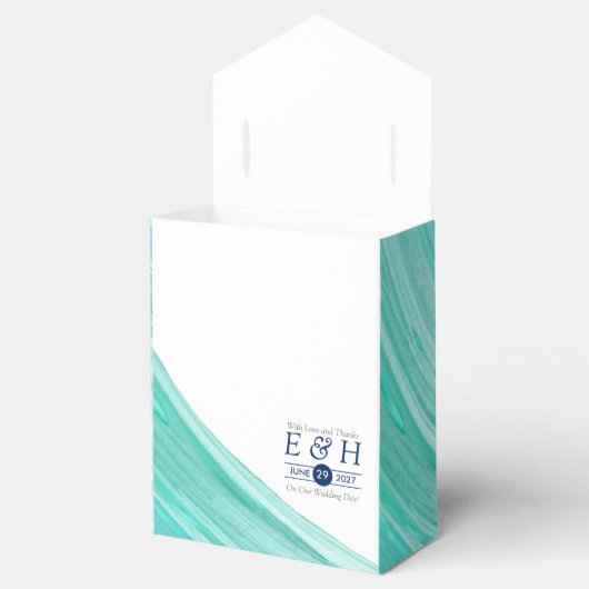 Elegant Turquoise Tides Beach Wedding Bedankdoosjes (Geopend)