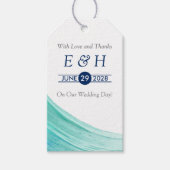 Elegant Turquoise Tides Beach Wedding Cadeaulabel (Voorkant)