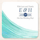 Elegant Turquoise Tides Beach Wedding Kartonnen Onderzetters (Voorkant)