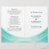 Elegant Turquoise Tides Beach Wedding Programme (Voorkant)