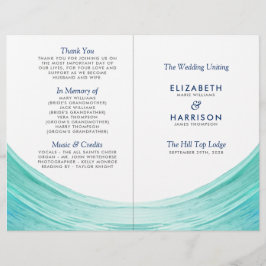 Elegant Turquoise Tides Beach Wedding Programme
