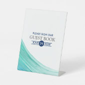Elegant Turquoise Tides Beach Wedding Reclamebord Met Voetstuk (Voorkant)