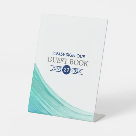 Elegant Turquoise Tides Beach Wedding Reclamebord Met Voetstuk (Voorkant)