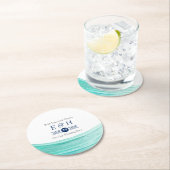Elegant Turquoise Tides Beach Wedding Ronde Kartonnen Onderzetter (Insitu)