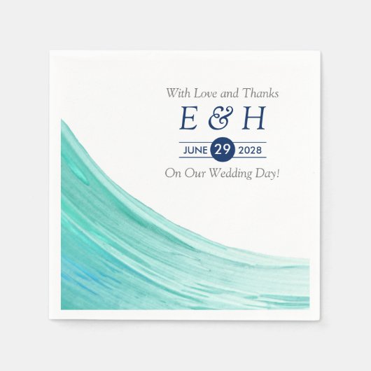 Elegant Turquoise Tides Beach Wedding Servet (Voorkant)