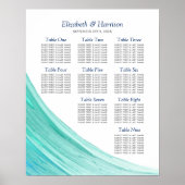 Elegant Turquoise Tides Beach Wedding Table Plan Poster (Voorkant)