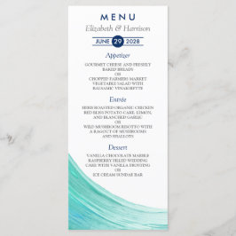 Elegant Turquoise Tides Strand Bruiloft Menu Kaart