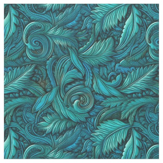 Elegant turquoise tooled leather  stof (Close Up)