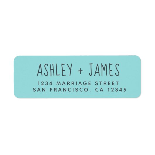Elegant Turquoise Trouw Retouradres Etiket (Voorkant)