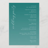 Elegant Turquoise Trouwceremonieprogramma Programmakaart (Achterkant)