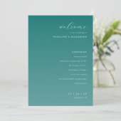 Elegant Turquoise Trouwceremonieprogramma Programmakaart (Staand voorkant)