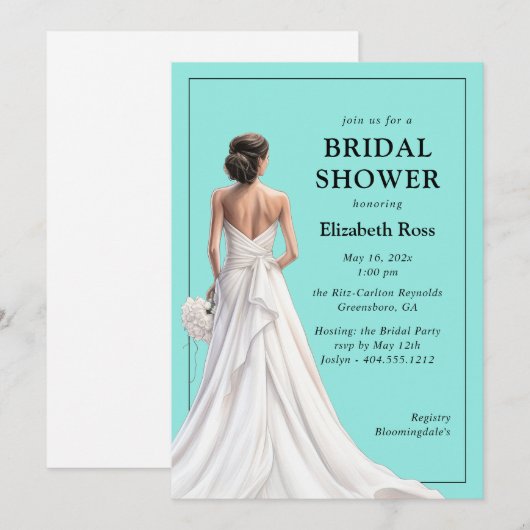 Elegant turquoise trouwjurk Vrijgezellenfeest Kaart (Voorkant / Achterkant)